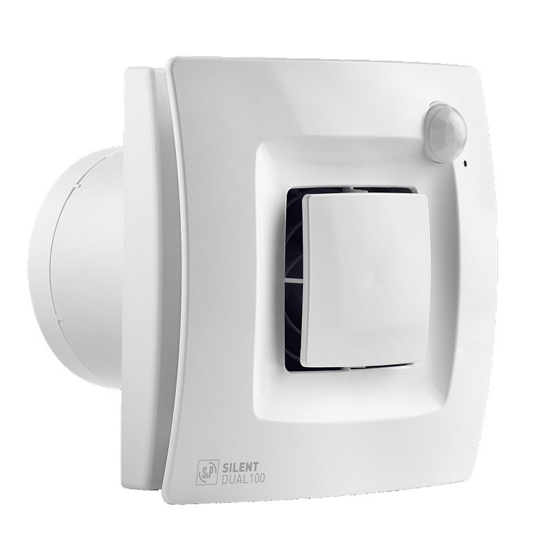 ALPHA PARTS S&P SILENT DUAL 100 badkamer/toilet ventilator - vochtsensor - bewegingssensor - Ø105mm